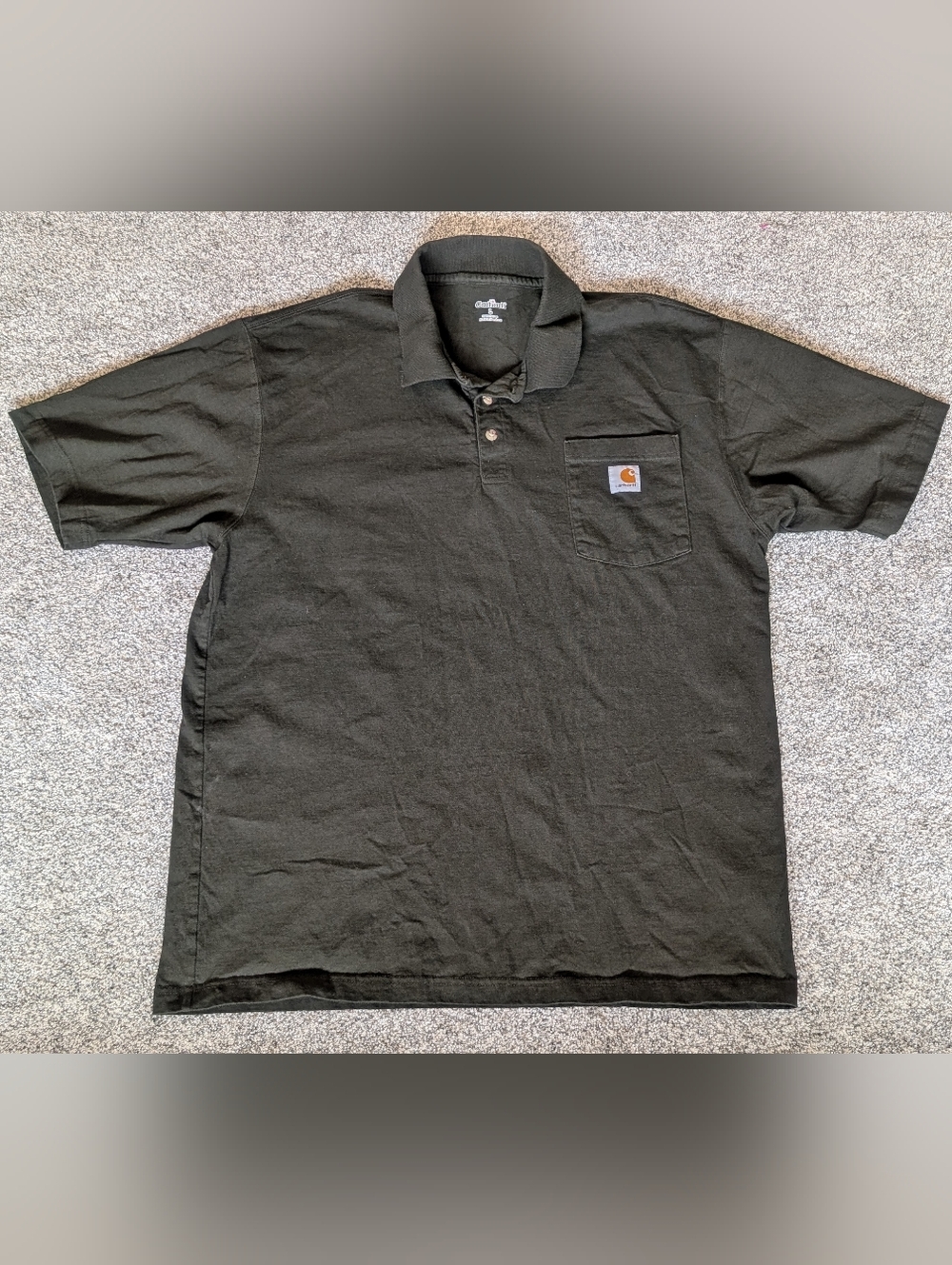 Carhartt Green Men's Large Short Sleeve Collared Polo Utility Shirt Loose Fit